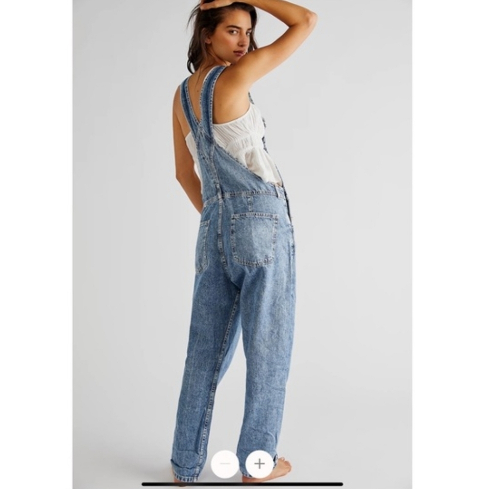 Free People Light Blue Denim Overalls Straight Leg - Picture 5 of 11